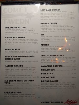 Menu photo 2 The Comet Tavern Seattle, WA Menu photo 2 The Comet Tavern Seattle, WA