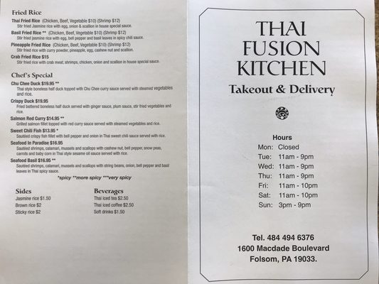 Menu photo 1 Thai Fusion Kitchen Folsom, PA