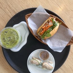 Banh Mi Mini (1), spring roll, matcha latte Banh Mi Mini (1), spring roll, matcha latte