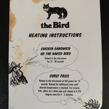 The Bird - Heating instructions - Chicken Shop Near Me - San Francisco, California The Bird - Heating instructions - Chicken Shop Near Me - San Francisco, California