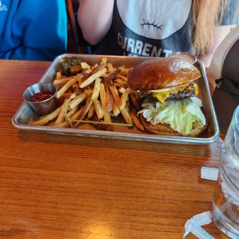 LU LU Craft Bar + Kitchen - Cheeseburger with fried egg and house made fries. - Bars Near Me - Richland, Washington LU LU Craft Bar + Kitchen - Cheeseburger with fried egg and house made fries. - Bars Near Me - Richland, Washington