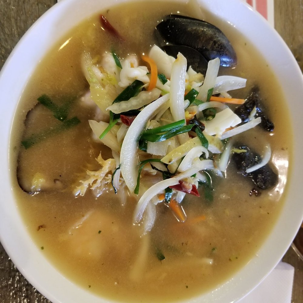 Chai Lan - Spicy Seafood Noodle Soup with  Vegitables in clear Chicken Broth - Chinese Near Me - Irvine, California