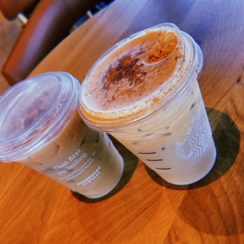 Starbucks - Iced Pumpkin Cream Chai Tea Latte and Iced Vanilla Latte - Coffee & Tea Near Me - Hewitt, Texas