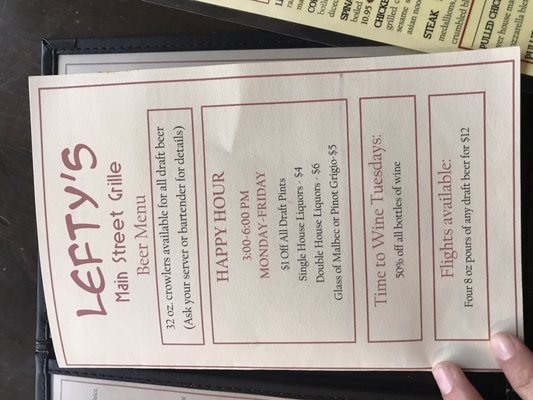 Menu photo 6 Lefty's Main Street Grille Blacksburg, VA