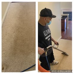 All In One Carpet Cleaning Systems - Before and During of Company Owner Cleaning Carpet