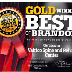 Valrico Spine and Rehab Center - Awarded 2014 Tampa Tribune Best Of Brandon - Gold Winner - Best Chiropractor