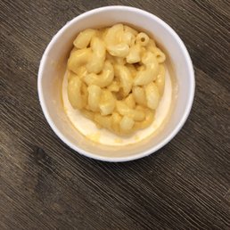 3/4 empty macaroni and cheese, just the way it came.