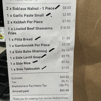 SUMAC - Receipt for inedible expensive food - Caterers Near Me SUMAC - Receipt for inedible expensive food - Caterers Near Me