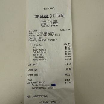 Slim Chickens - Receipt for horrible food - Salad Near Me - Columbia, South Carolina Slim Chickens - Receipt for horrible food - Salad Near Me - Columbia, South Carolina