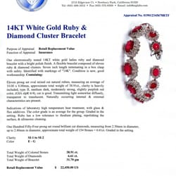 American International Gemologists - AIG Appraisal for a Ruby & Diamond Bracelet. This bracelet was appraised in the aiglabs.com offices in Newbury Park, CA