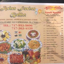 Asian Fusion Buffet - Menu