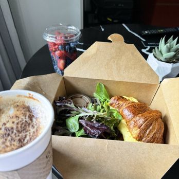 Pendry Chicago - Take out from cafe w Chai latte, berries, egg sandwich - Hotels Near Me - Chicago, Illinois