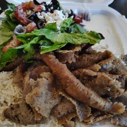 Sultan’s Kite - SG Plate - All gyro meat (no chicken schwarma), salad, rice, spicy sauce