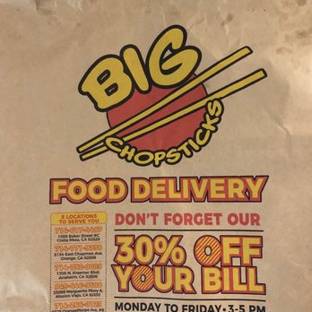 Big Chopsticks - a bag of food - Chinese Near Me - Anaheim, California