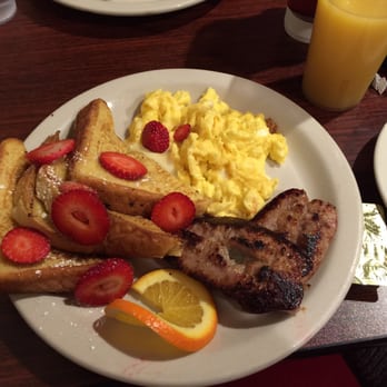 Em J's Cafe - 2-2-2 combination; 2 eggs scrambled with cheese, 2 sausage, 2 French toast with strawberries - Breakfast & Brunch Near Me - Berwyn, Pennsylvania Em J's Cafe - 2-2-2 combination; 2 eggs scrambled with cheese, 2 sausage, 2 French toast with strawberries - Breakfast & Brunch Near Me - Berwyn, Pennsylvania
