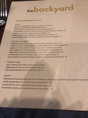 Menu photo 4 The Backyard Los Angeles, CA