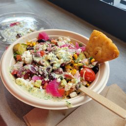 Half chicken half veggie bowl