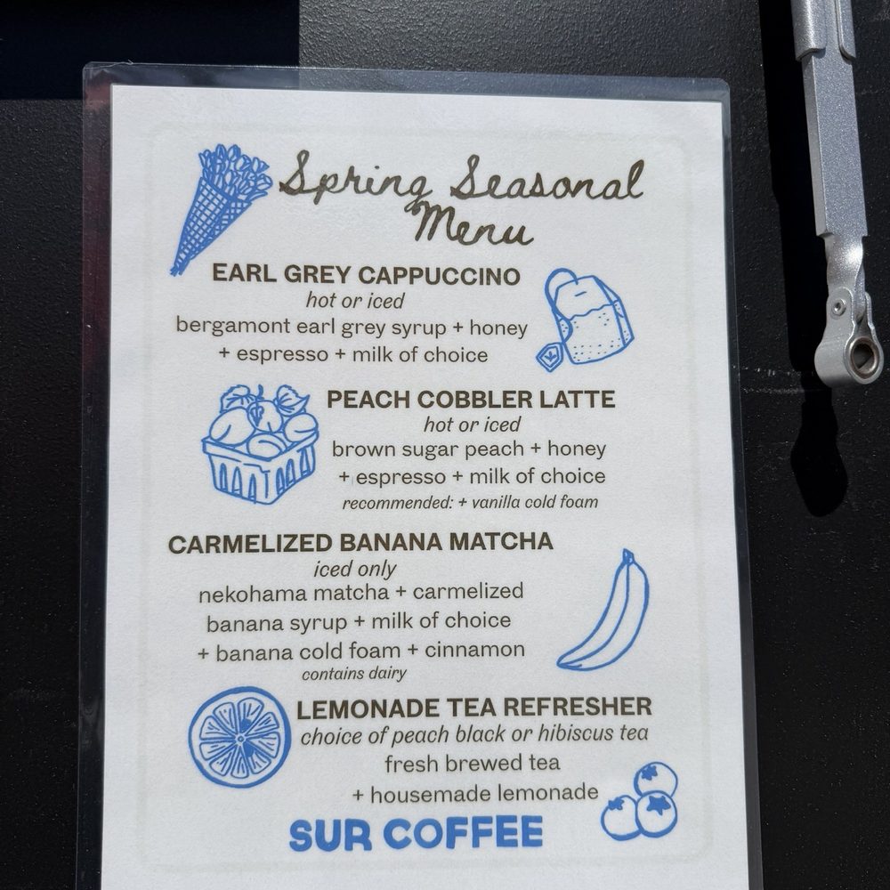 Sur Coffee - Menu 04/10/2026 - Coffee Roasteries Near Me - San Clemente, California Sur Coffee - Menu 04/10/2026 - Coffee Roasteries Near Me - San Clemente, California