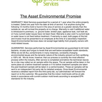 Asset Environmental Services - Our Warranty - Environmental Testing Near Me - Logan, Utah