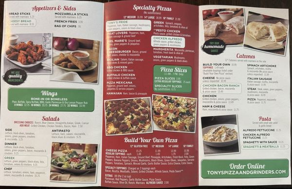 Tony's Pizza & Grinders by null