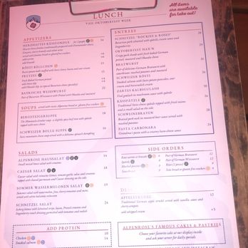 Alpenrose Vail - Menu - German Near Me - Vail, Colorado Alpenrose Vail - Menu - German Near Me - Vail, Colorado