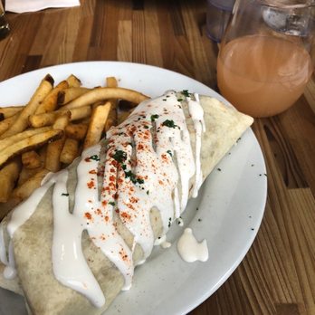 Off The Griddle - Boyrito with tofu eggs and grapefruit mimosa... - Vegan Near Me - Portland, Oregon