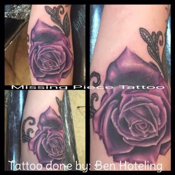 The Missing Piece Tattoo - So in love with this! Beautiful purple rose, done by Ben Hoteling @missing piece tattoo - Tattoo Near Me - Spokane, Washington