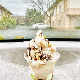 a cup of ice cream with toppings a cup of ice cream with toppings