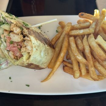 Jack's Restaurant - Greek Grilled Chicken and Hummus Wrap with Fries - New American Near Me - Normal, Illinois Jack's Restaurant - Greek Grilled Chicken and Hummus Wrap with Fries - New American Near Me - Normal, Illinois