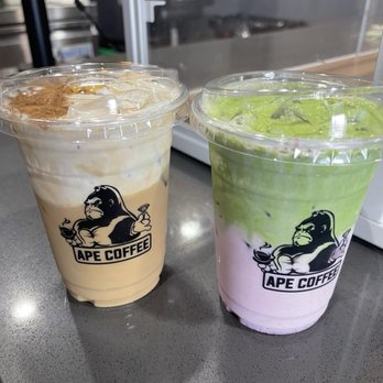 Ape Coffee - Monkey Business & strawberry matcha - Cafes Near Me - Placentia, California