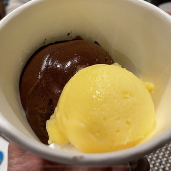 Long Beach Creamery - Photo from early 2021...maybe this was Chocolate and Mango? Or Pineapple? Definitely a tropical fruit :) - Ice Cream & Frozen Yogurt Near Me - Long Beach, California Long Beach Creamery - Photo from early 2021...maybe this was Chocolate and Mango? Or Pineapple? Definitely a tropical fruit :) - Ice Cream & Frozen Yogurt Near Me - Long Beach, California