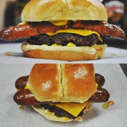Heard's BBQ and Soul Food - 2 meat cajun cheese burger