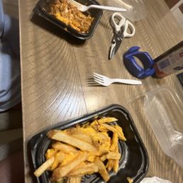 The fact that we have bacon fries and we asked for a bacon burger