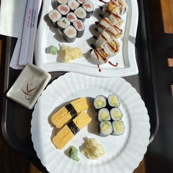Bluefin Sushi - yellowtail roll & tuna roll (top left), sweet potato roll (top right), tamago (bottom left), avocado roll (bottom right) - Sushi Bars Near Me - Washington, DC, District of Columbia