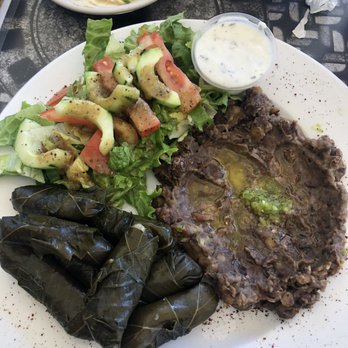 Mona's Cafe - Veggie Grape Leaves Plate with Foul - Middle Eastern Near Me - New Orleans, Louisiana Mona's Cafe - Veggie Grape Leaves Plate with Foul - Middle Eastern Near Me - New Orleans, Louisiana