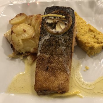 Chef Dean Karatas - Baked Salmon with corn souffle and potatoes au gratin - Personal Chefs Near Me Chef Dean Karatas - Baked Salmon with corn souffle and potatoes au gratin - Personal Chefs Near Me