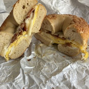 Basic Batch Donuts - Bacon egg and cheese on Asiago - Donuts Near Me - Milford, Massachusetts Basic Batch Donuts - Bacon egg and cheese on Asiago - Donuts Near Me - Milford, Massachusetts
