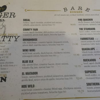 Bareburger - Forest Hills - Burger menu - Burgers Near Me - Forest Hills, New York