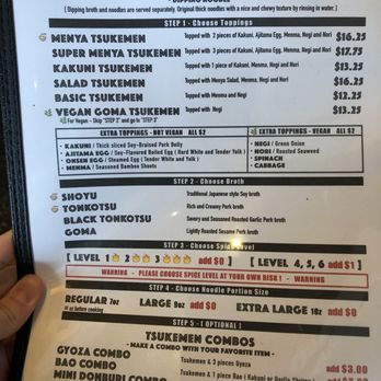 Menya le Nood - Tsukemen menu (March 2020) - Ramen Near Me - Honolulu, Hawaii