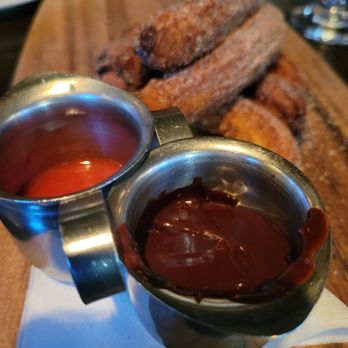 Rustica Eatery & Tavern - Churros with strawberry and chocolate dipping - Soup Near Me - Moorhead, Minnesota