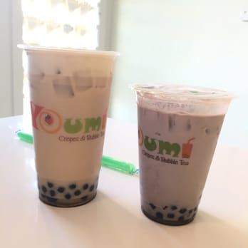 Youmi Crepes and Bubble Tea - Lychee and taro milk tea with original boba / bubbles - Bubble Tea Near Me - Indianapolis, Indiana