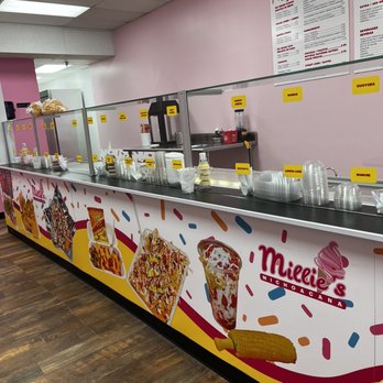Millie's Michoacana - The frozen treats bar is labeled to easily navigate ALL the flavors!  "Easy for kids to read too!" According to my 1st grader :) - Desserts Near Me - Woodstock, Illinois