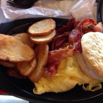 Roy Rogers - Eggs, bacon, potato and biscuit platter! - Burgers Near Me - Germantown, Maryland Roy Rogers - Eggs, bacon, potato and biscuit platter! - Burgers Near Me - Germantown, Maryland