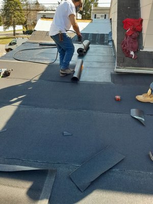 Firestone black granular 2 ply system - this flatroof is top of the line 2 ply Firestone flatroof withe new plywood