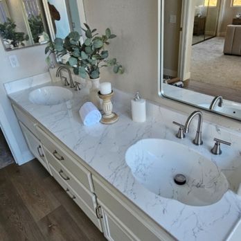 TubPros - Bathroom Vanity in White Marble Finish - Refinishing Services Near Me - Menifee, California TubPros - Bathroom Vanity in White Marble Finish - Refinishing Services Near Me - Menifee, California