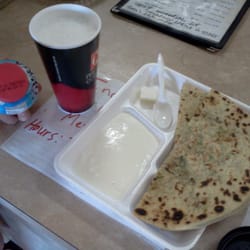 Shell Station - Gōbhī paratha - bread with cauliflower and onion inside
