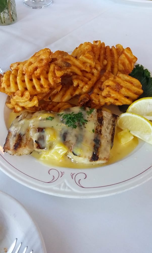 Grilled Mahi Mahi with mango pineapple sauce and fries Yelp