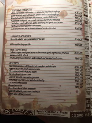 Menu photo 8 U Modré kachničky II Prague, PR Menu photo 8 U Modré kachničky II Prague, PR