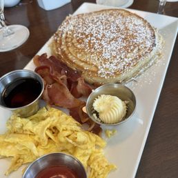 Pancakes + bacon + eggs