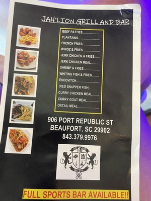 Menu photo 4 Jah'Lion Grill and Bar Beaufort, SC